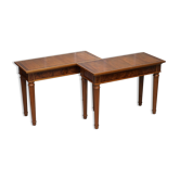 Paire de tables consoles David Linley 1993 noyer burr