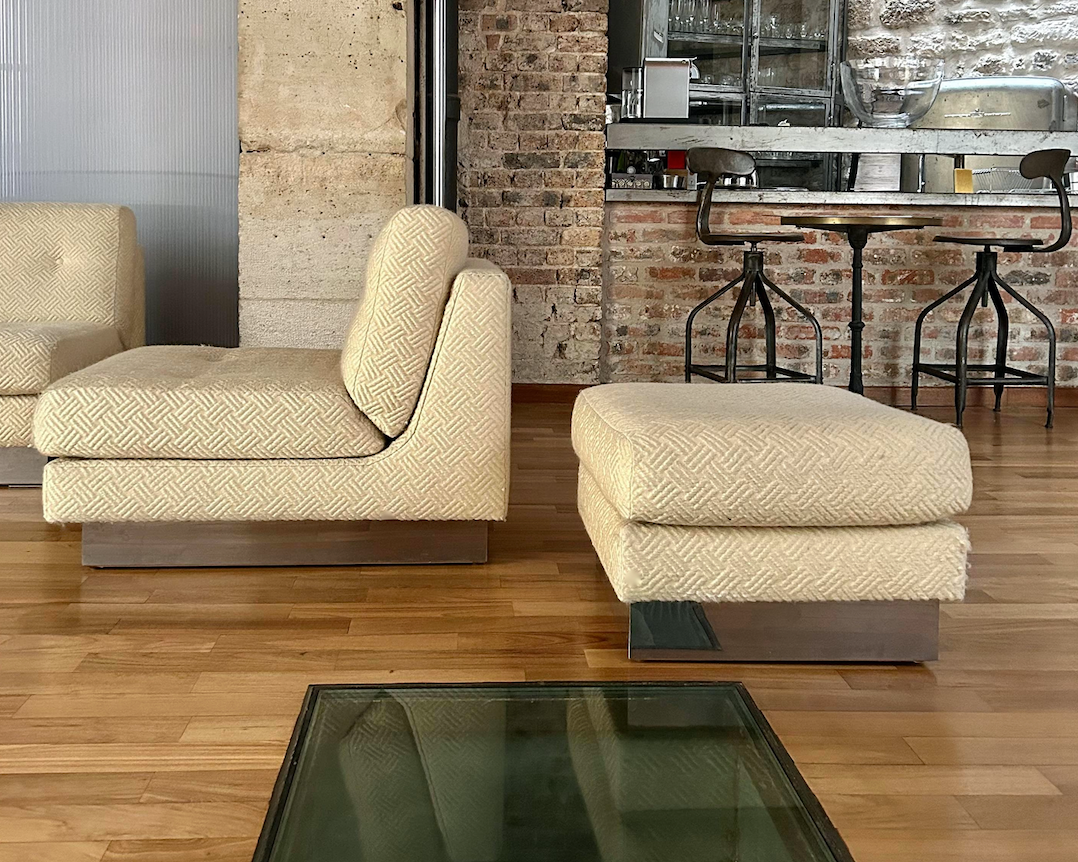 Vintage armchair and ottoman "California" Jacques Charpentier, "Flat" edition, France 1970