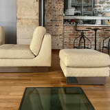 Vintage armchair and ottoman "California" Jacques Charpentier, "Flat" edition, France 1970