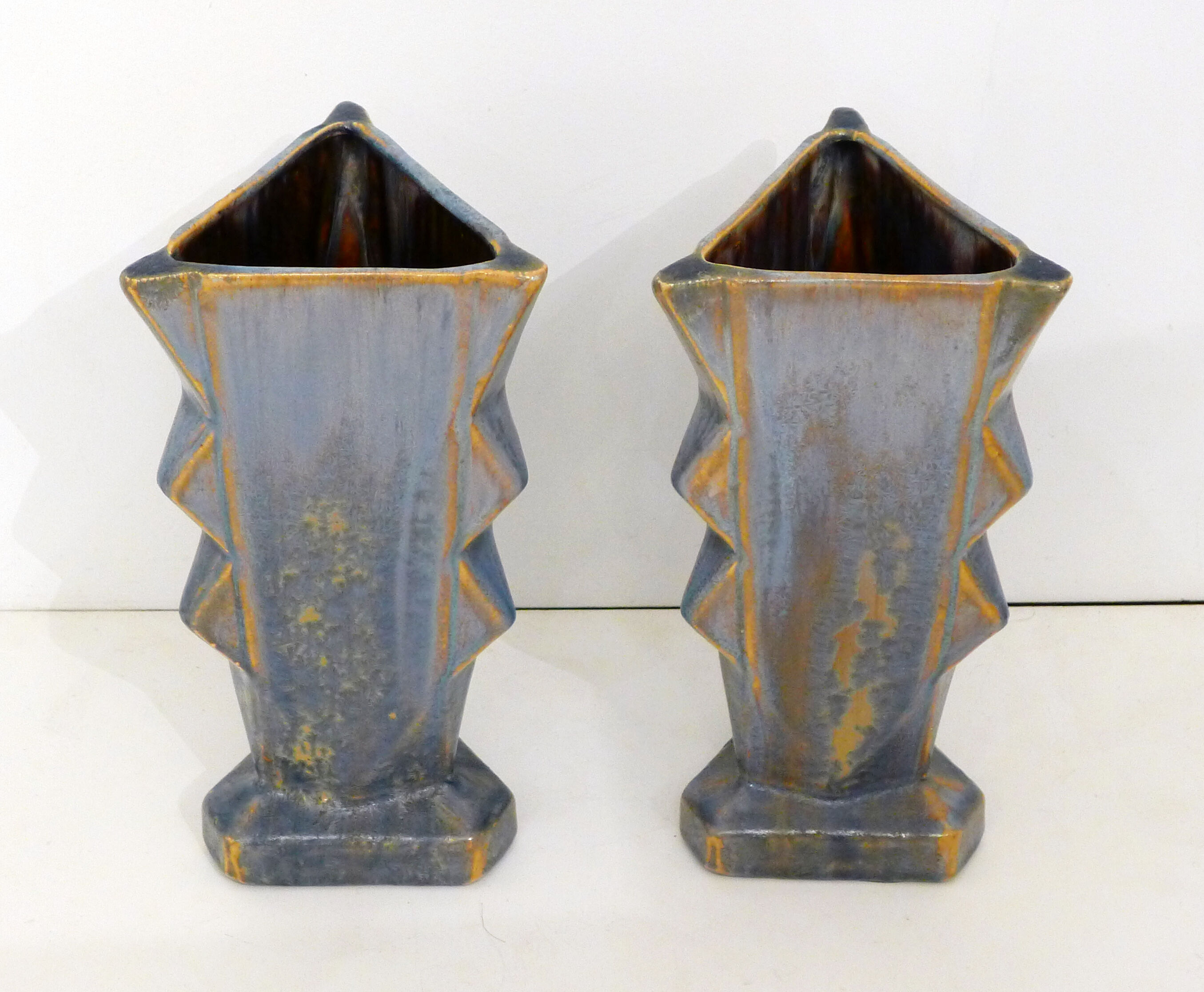 Pair of crystallized Art Deco vases