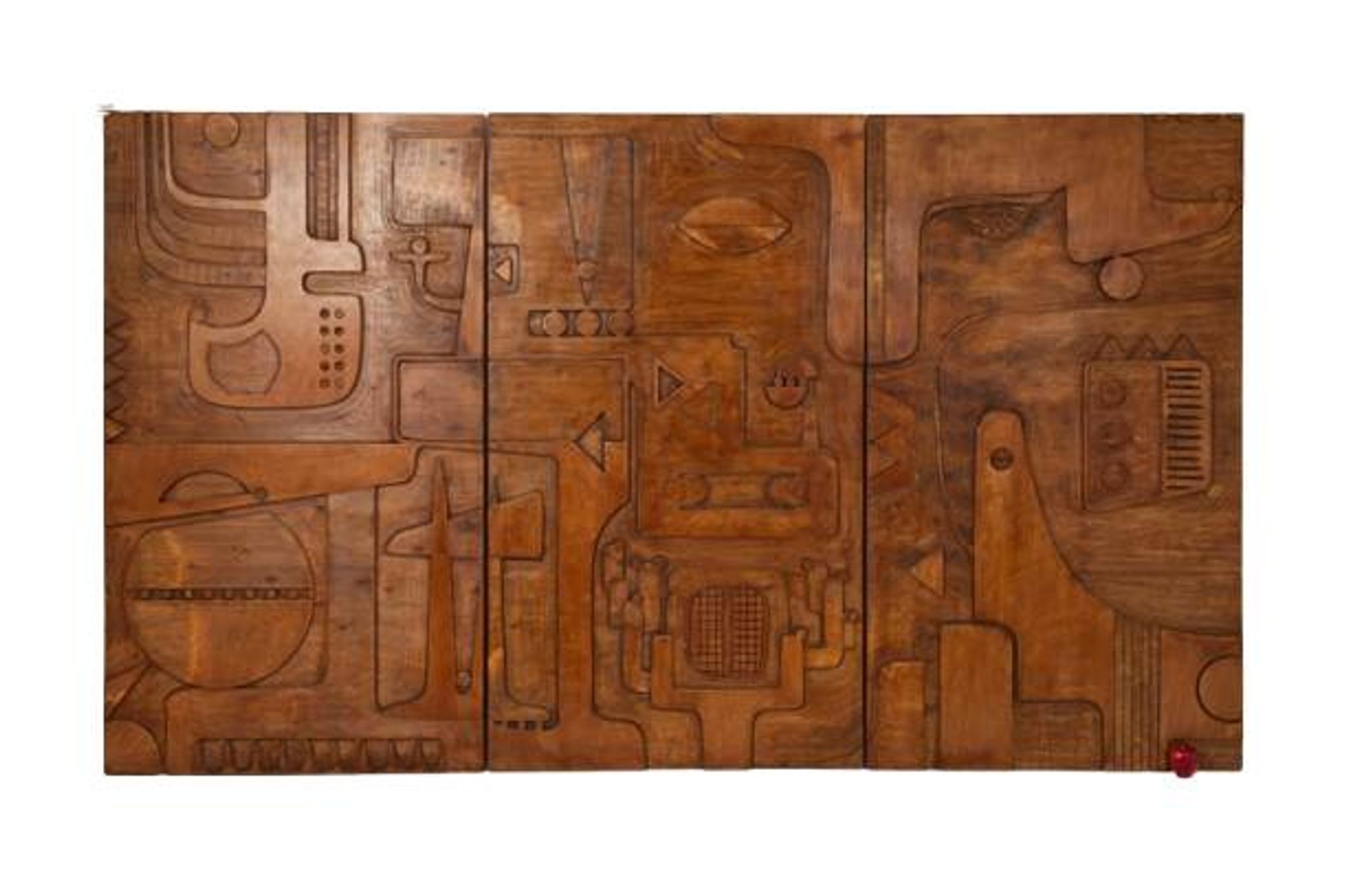 Victoire de Segonzac. Panneau triptyque en bois sculpté. Contemporain