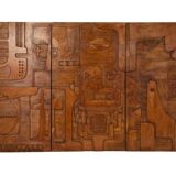 Victory of Segonzac. Triptych panel in carved wood. Contemporary.