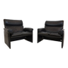 Saporiti Italia set of 2 leather armchairs by Giovanni Offredi