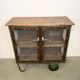 Industrial Iron Cabinet with Mesh Doors on Wheels, 1960s