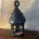 Black ceramic candle holder signed – handcrafted piece