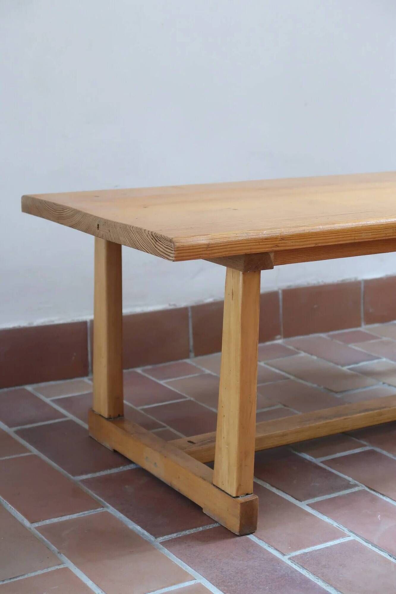 Rustic patinated solid pine coffee table.