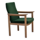 1980s, Danish armchair by Høng Stole, green furniture wool, oak wood.
