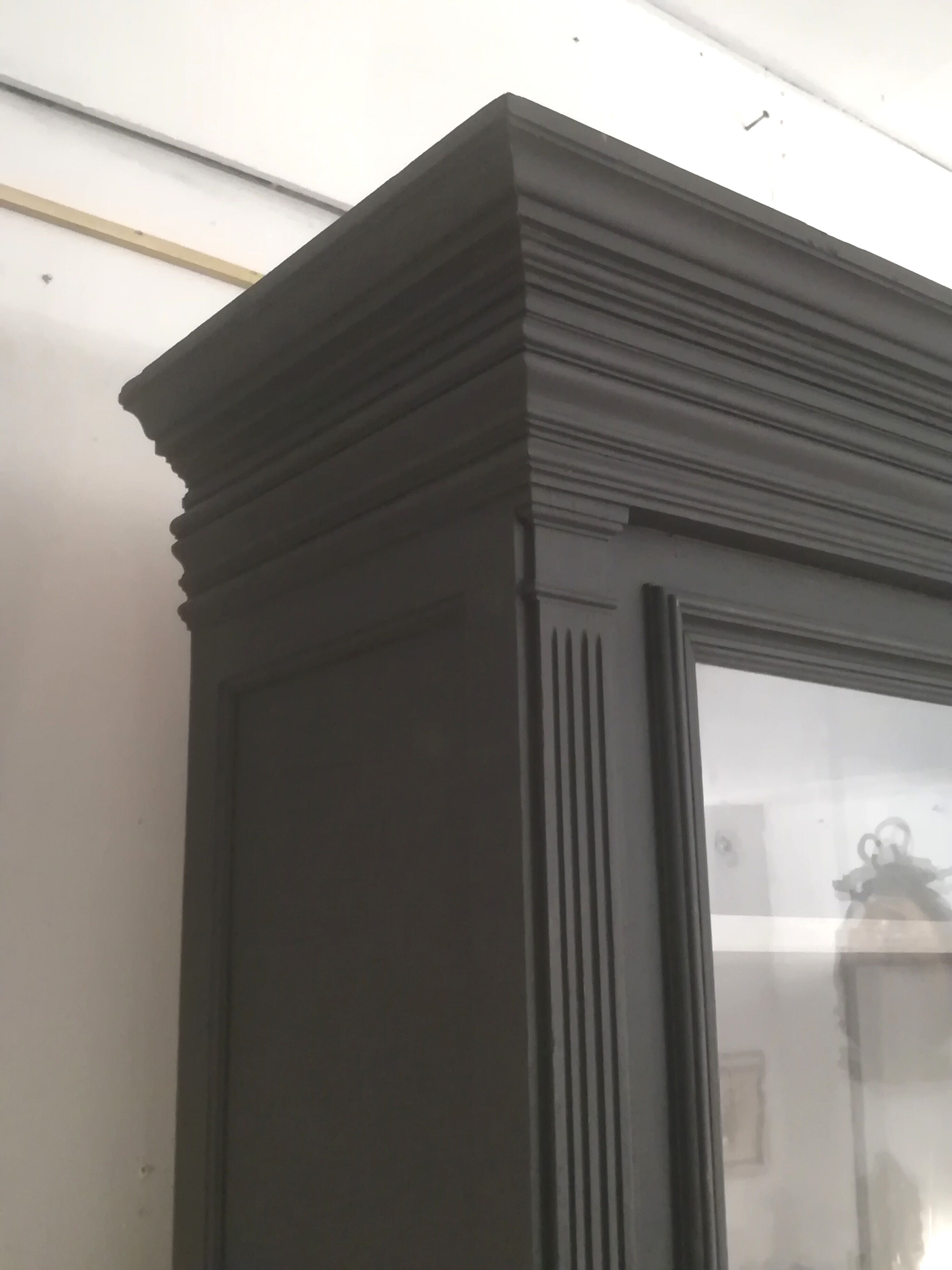 Black patinated oak library