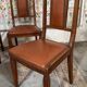 6 Art Deco walnut and leather chairs