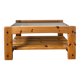 Pine and smoked glass coffee table, 70s-80s