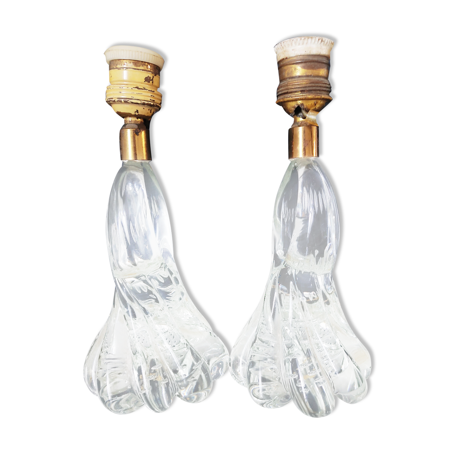 Paire de pieds de lampe verre de Murano