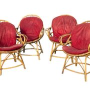 Set of 10 rattan armchairs from the 1960s, France.