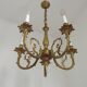 Elegant French Vintage Bronze 5-Light Art Nouveau Style Chandelier