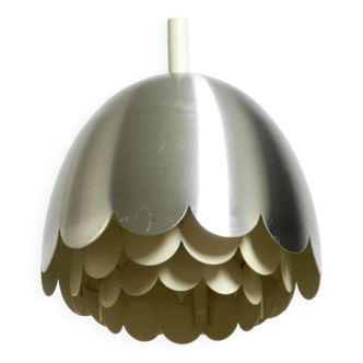 Small 1960s Space Age pendant lamp by Doria made of aluminum and metal