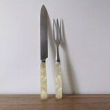 Stainless steel and mother-of-pearl serving cutlery