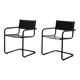 Pair of Cantilever armchairs in leather and black tubular - 1970s