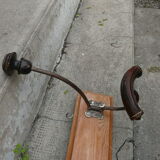 Wall coat rack wood and metal 3 double hooks