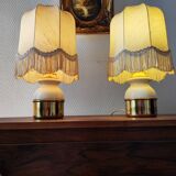 Pair of brass lamps