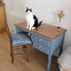 Blue wooden desk ready for its new life.