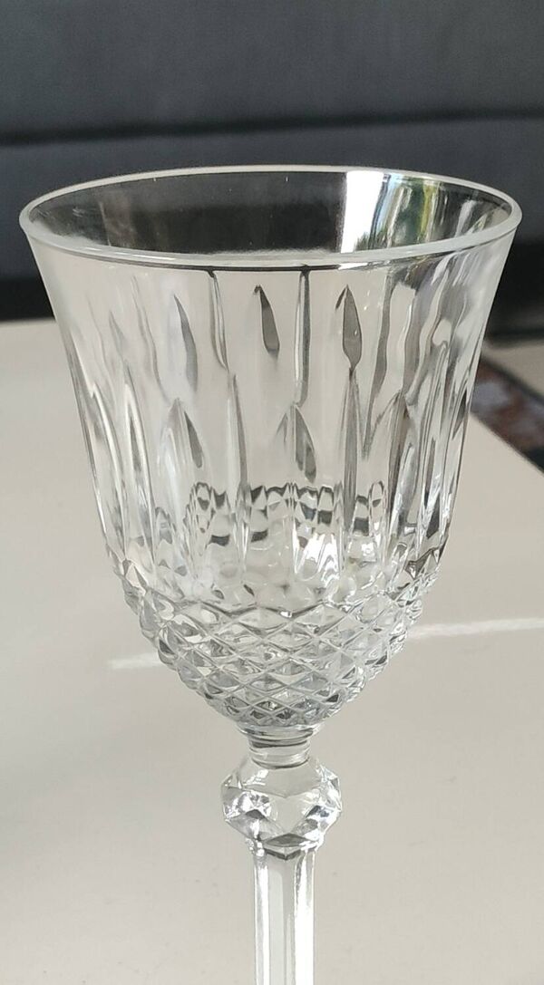 Lot 6 Verres vin blanc, cristal Bohème. Style Régence/Empire, 17,5 cm