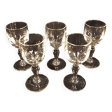 5 old blown glass liquor glasses