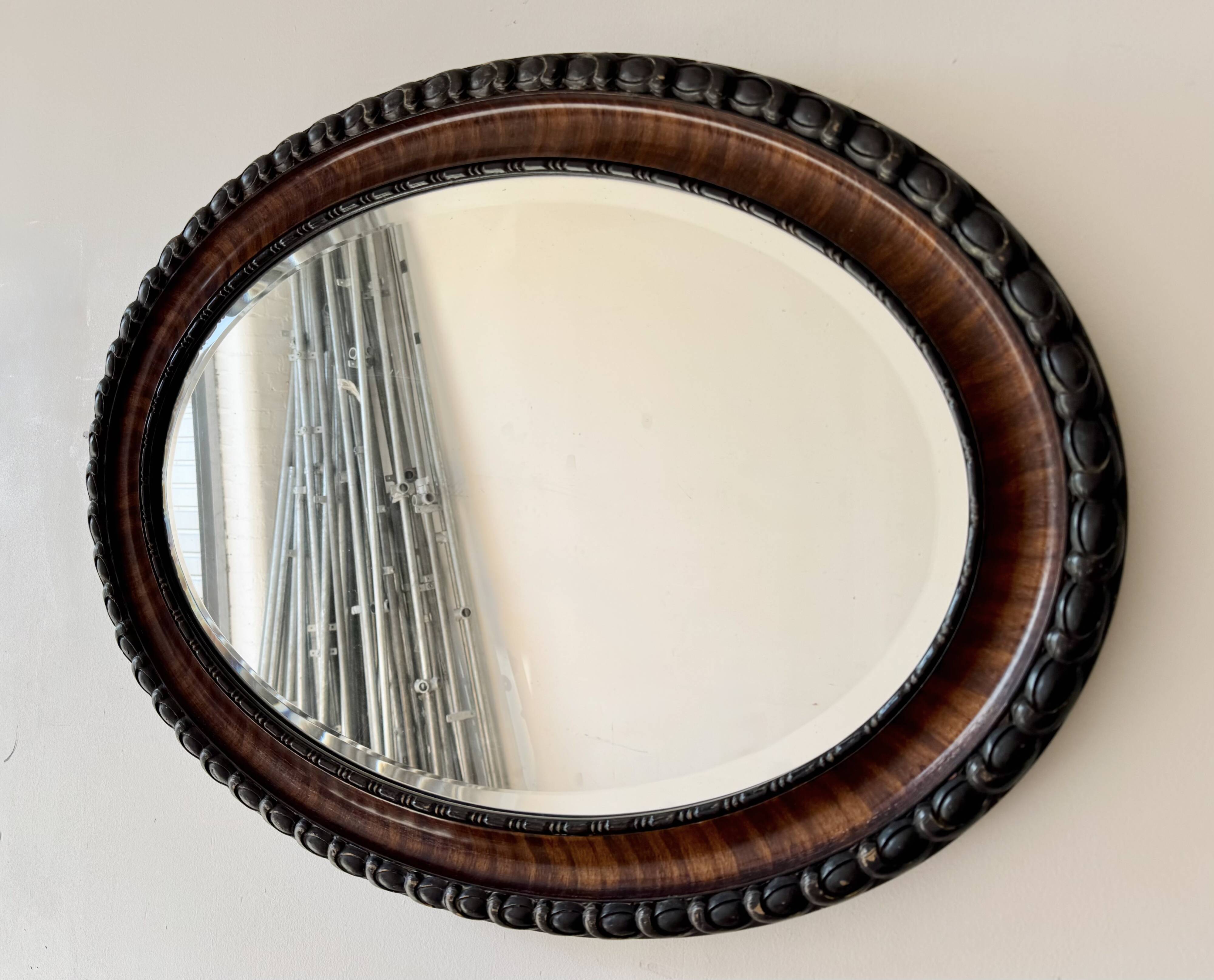 Edwardian Oval Wall Mirror Bevelled Edge