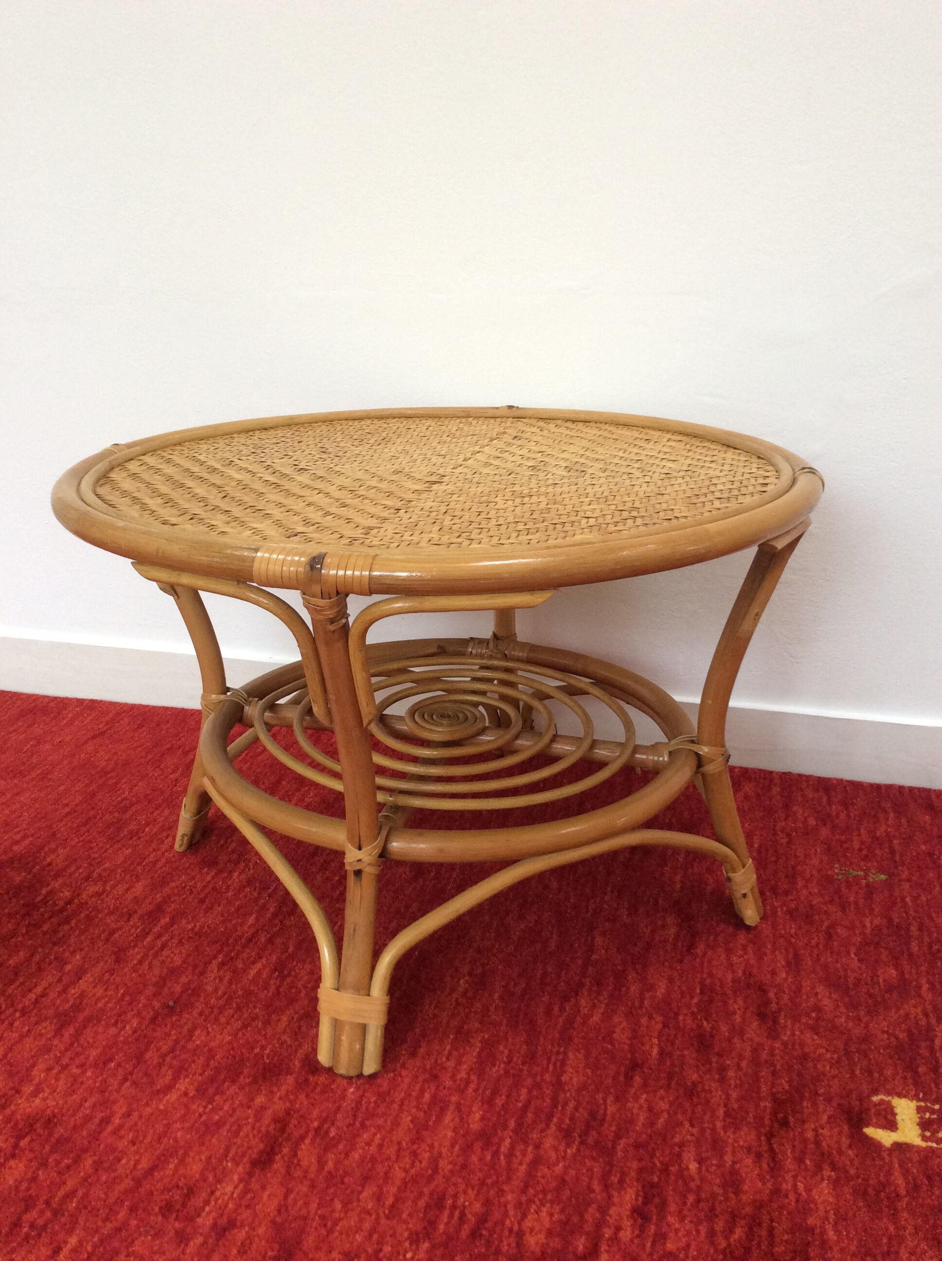 Vintage coffee table in woven rattan