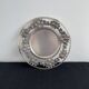 Vintage, round dish, silver metal, stylized leaf and rose decoration, French work, France