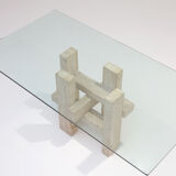 Travertine dining table by Willy Ballez