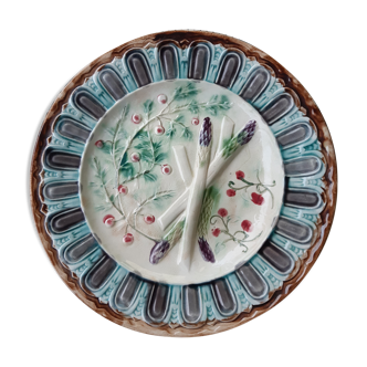 Assiette asperges barbotine