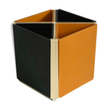 Black and orange plastic compartment pencil pot, 1970