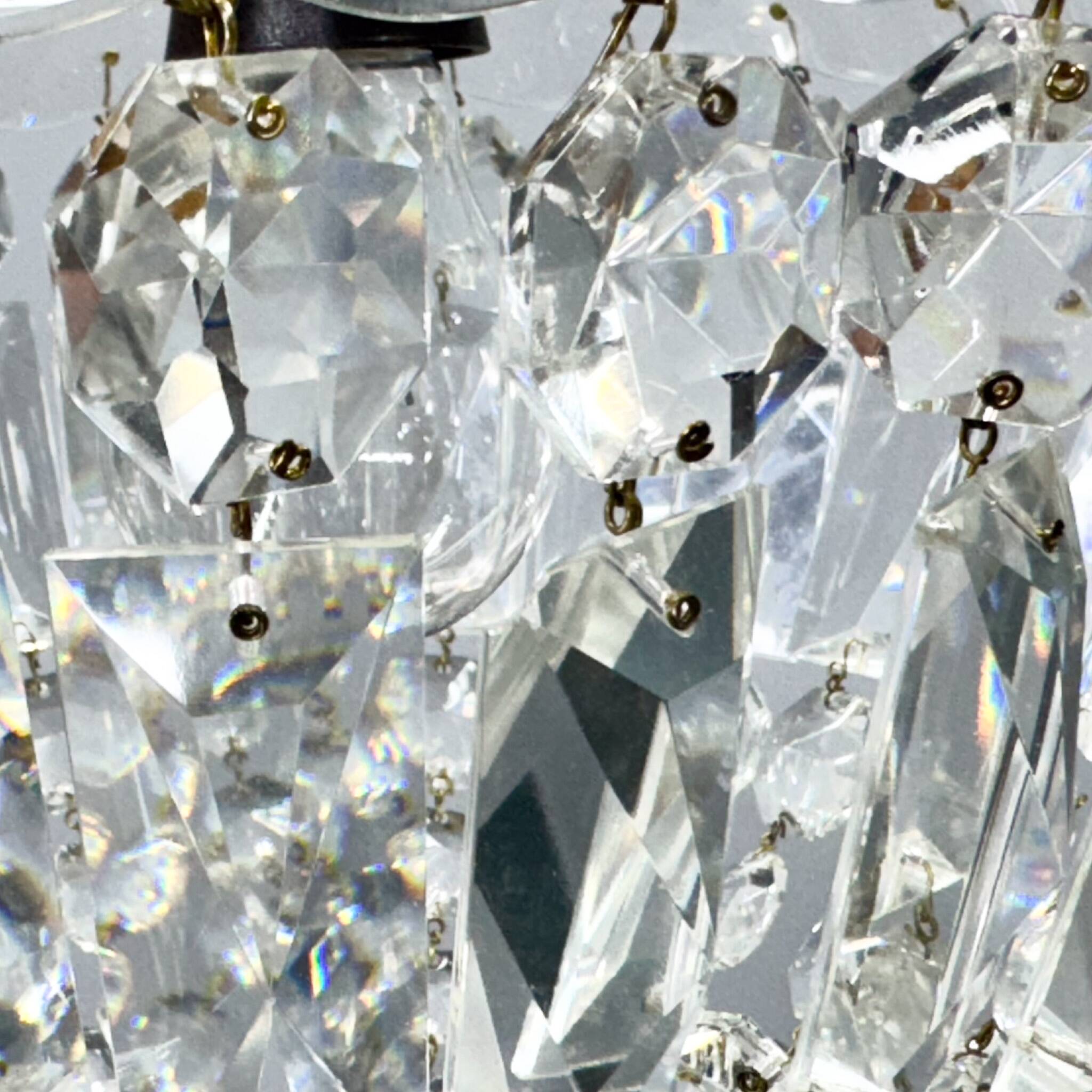 Mid Century Crystal & Brass Chandelier, Czechoslovakia