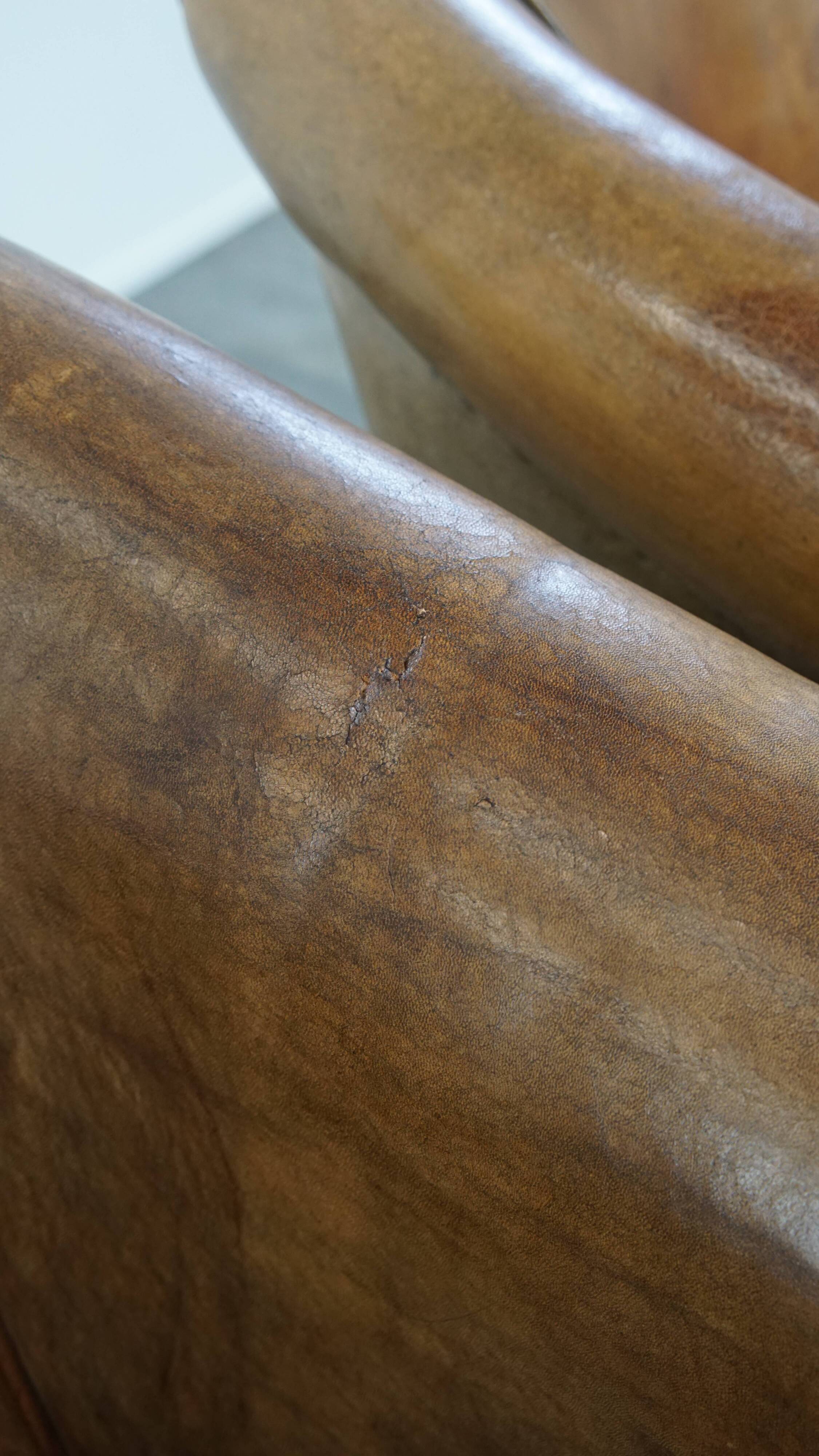 Set of 2 Sheepskin Leather Club Chairs by Nico van Oorschot