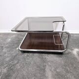 Table basse bauhaus en noyer des années 1970