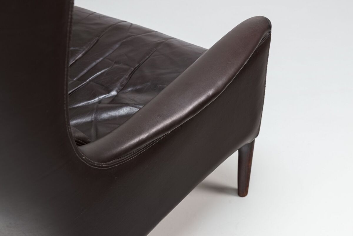 Pair of Durlet lounge chairs brown leather Belgium 1960