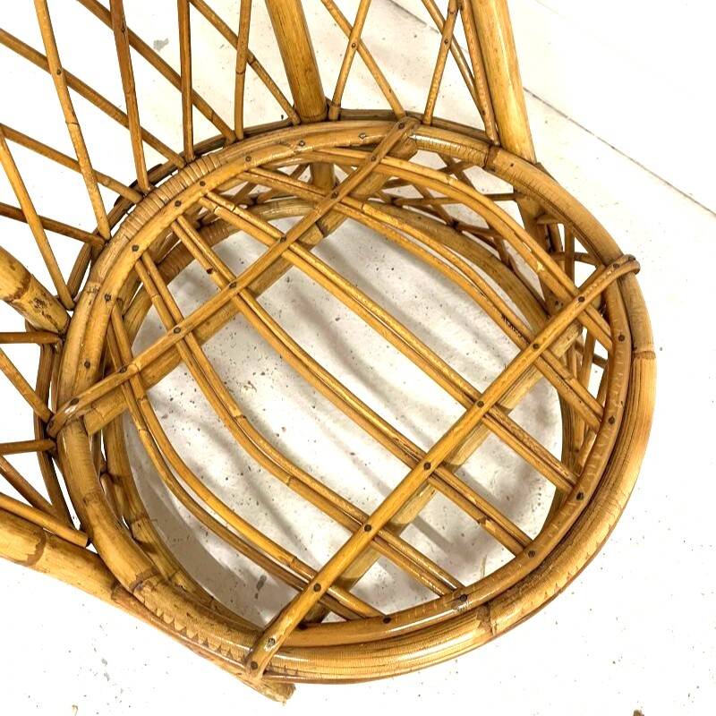 Audoux Minnet lounge chair with basket backrest - 1960s
