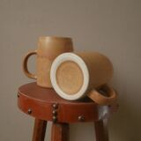 Duo in ceramic stoneware vintage mugs handcrafted Scandinavian country decoration