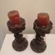 Vintage carved wooden candle holder