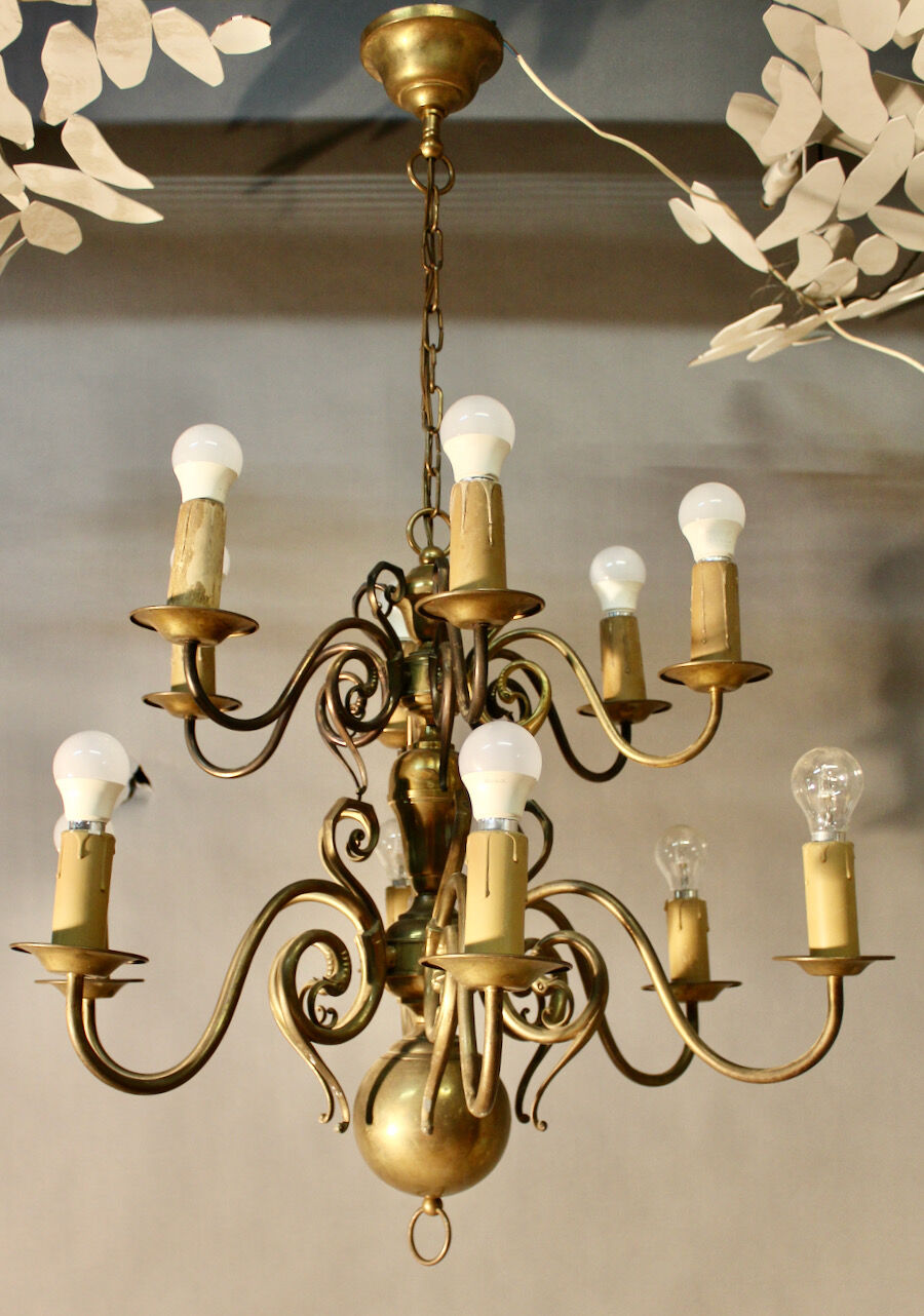 Dutch 2-tier chandelier, 12 light arms, 19th century