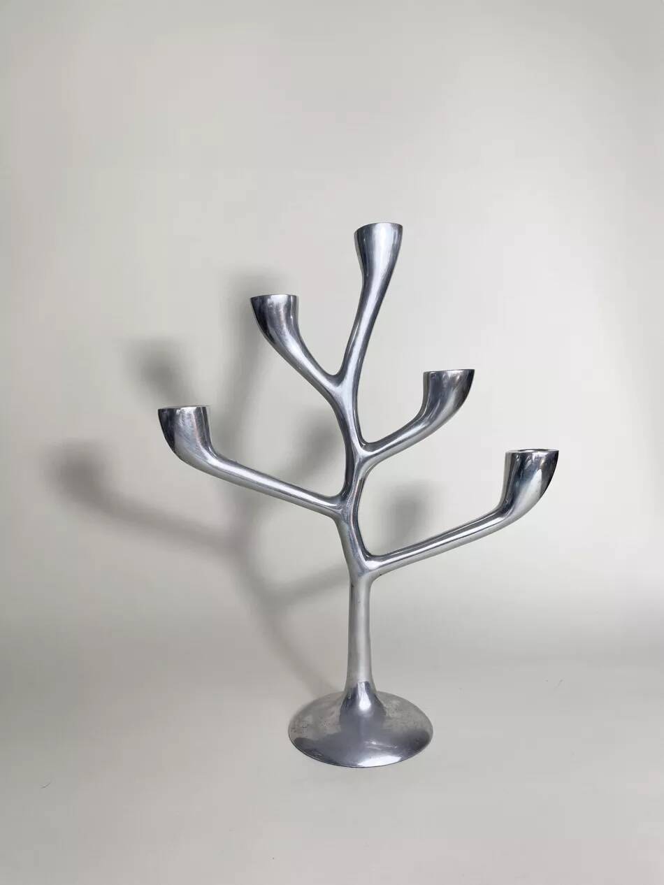 Italian Chrome Candlestick Organic Shape