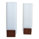 Pair of Louis Kalff opaline and teak wall lights from the 1950s/60s