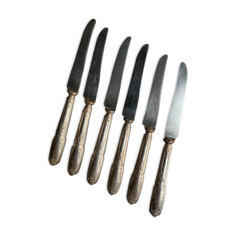 6 silver metal entremet knives
