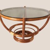 Rattan and smoked glass coffee table 1970