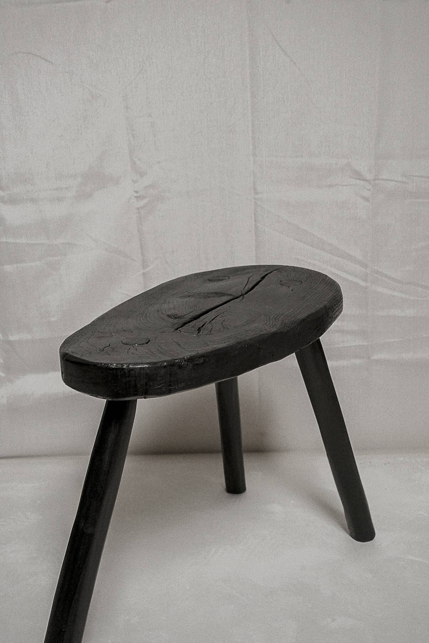 Burnt wood farm stool