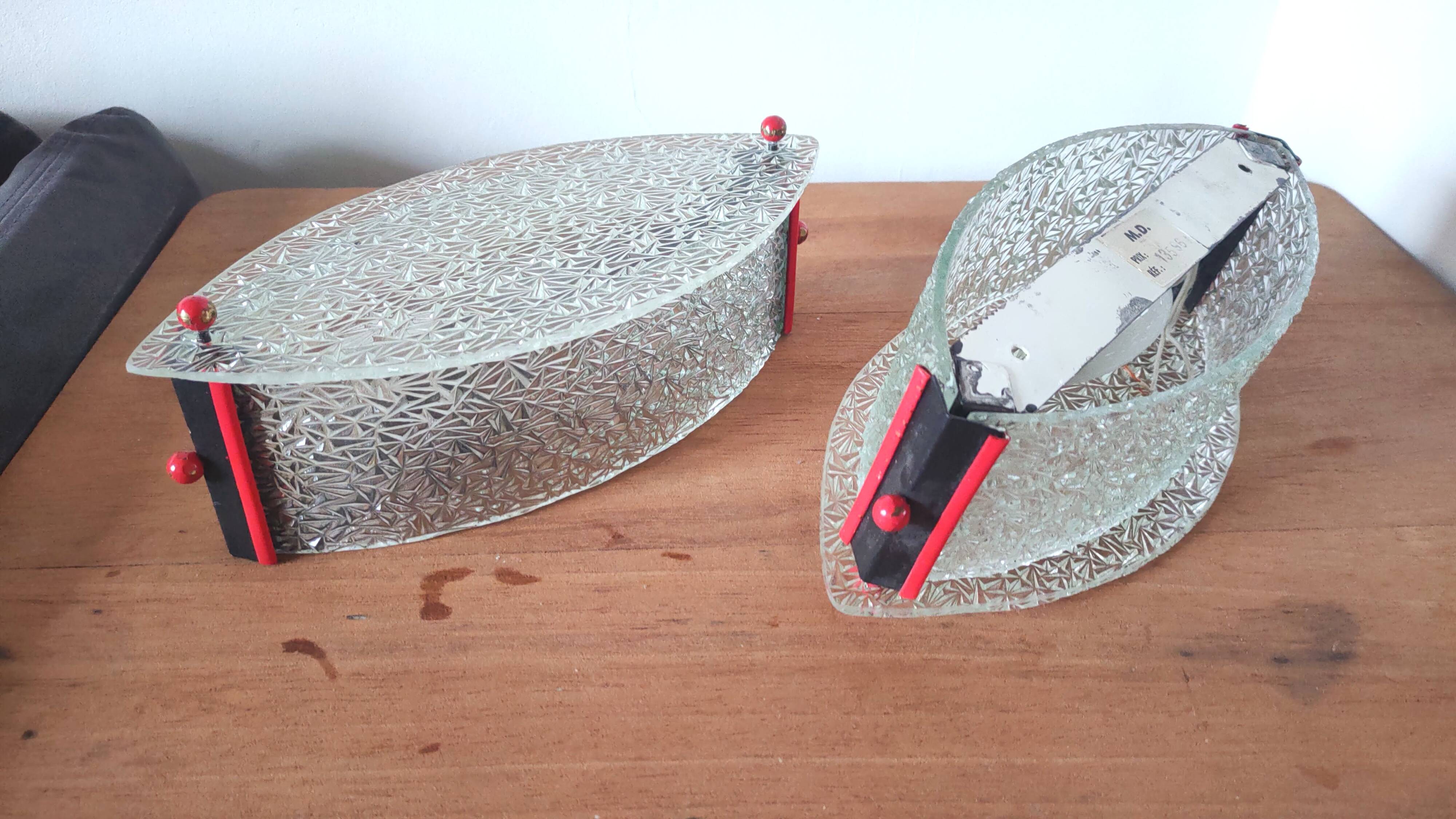 Pair of designer glass eye sconces from the 60s and 70s