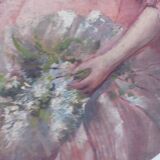 Portrait painting to young girls oil on canvas 19th