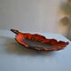 Large ceramic bowl in the shape of Corsica, orange and brown, vintage 70s