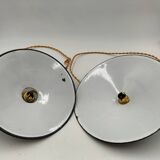 Blue enameled sheet metal pendant lights