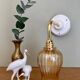 Vintage tulip angled wall light in amber glass