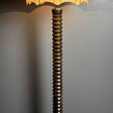 Brutalist midcentury wood turned cocoon floor lamp